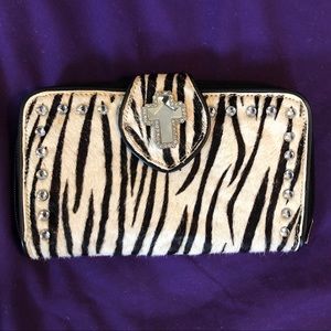 Cow skin, zebra print wallet